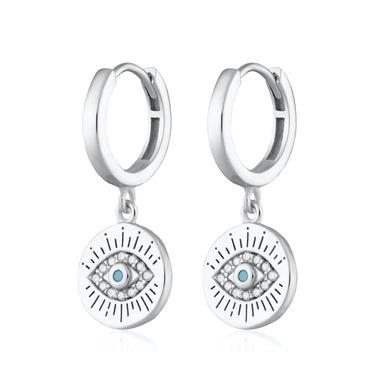 Evil Eye Charm Hoop Earrings Gold Silver Turquoise Scream Pretty Australia