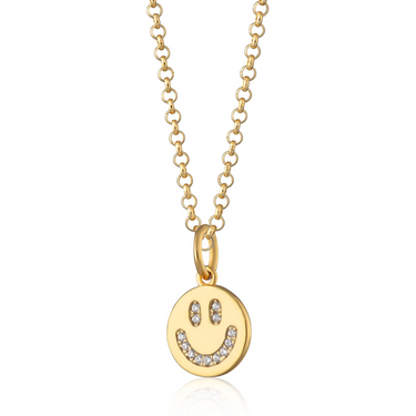 Smiley Face Charm Necklace Gold Scream Pretty Australia