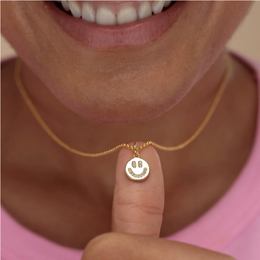 Smiley Face Charm gold necklace