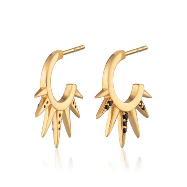 Black Sun Spike Hoop Earrings Gold Scream pretty australia