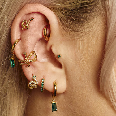 Green Stone Flat Back Stud Earring