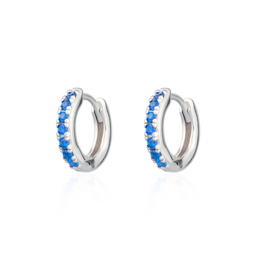 Huggie earrings with blue stones in Silver by Scream Pretty Australia