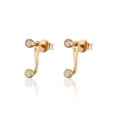 Sparkling Dot Ear Jacket Stud Earrings Gold Scream Pretty