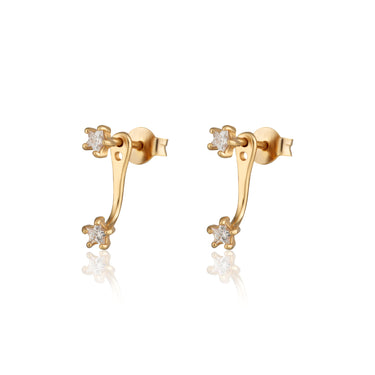 Sparkling Star Ear Jacket Stud Earrings Gold