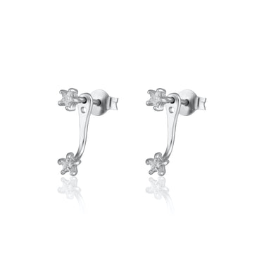 Sparkling Star Ear Jacket Stud Earrings silver