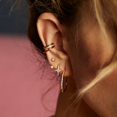 Sparkling Star Ear Jacket Stud Earrings stack