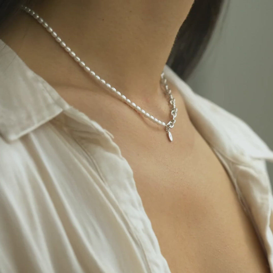 Pearl and Chain T Bar Necklace by Scream Pretty