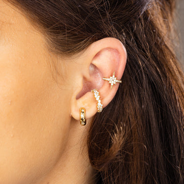 Celestial chunky huggie hoop earrings in Gold by Scream Pretty